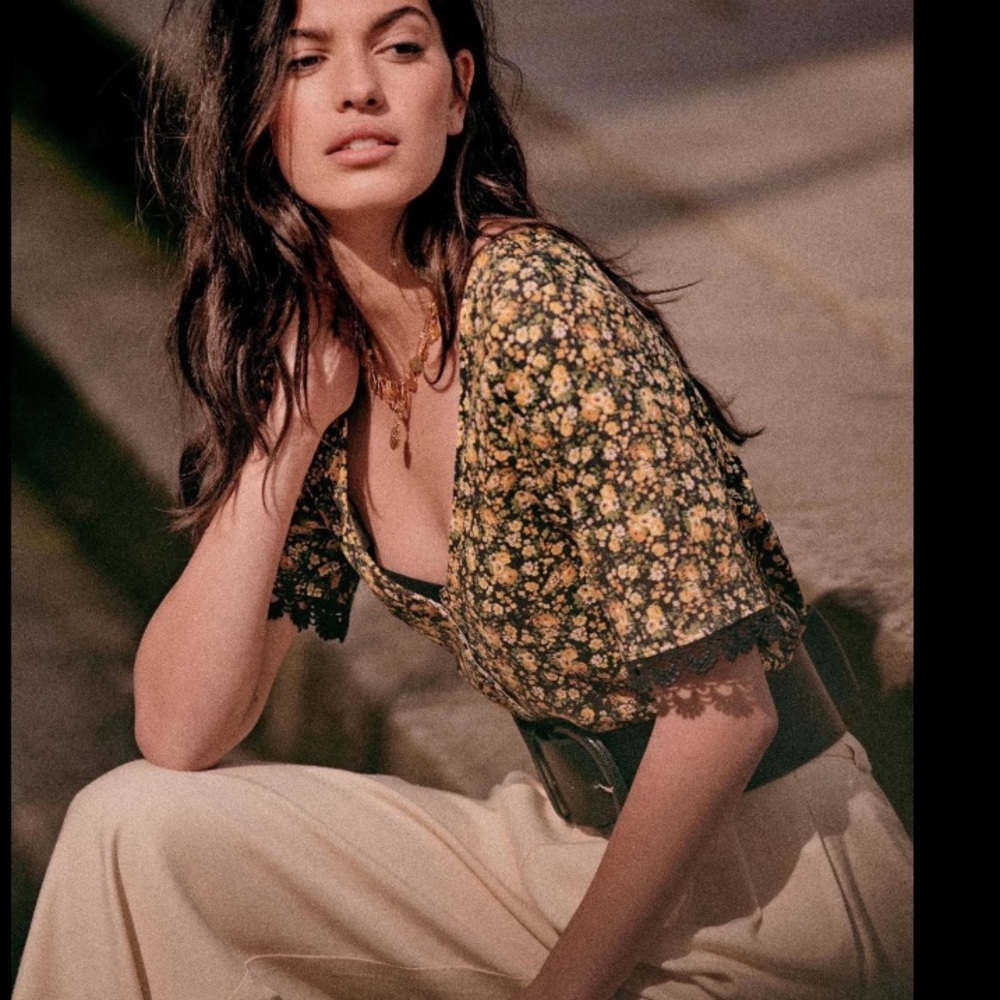 Sezane Floral Print Top